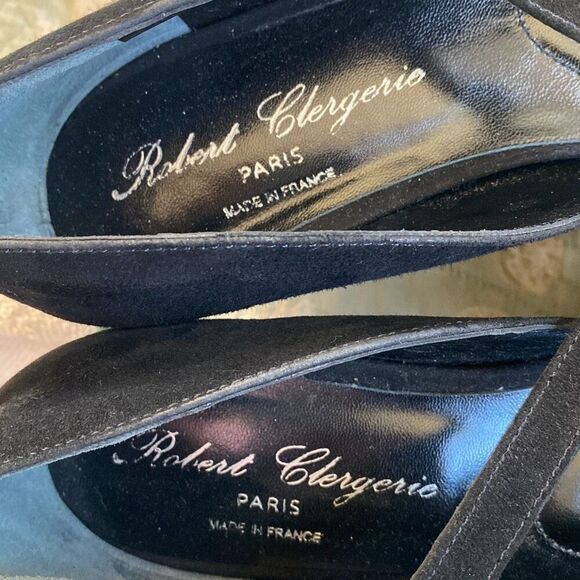 Robert Clergerie Paris NWOB Suade Platform Peep-Toe Mary Janes Romantic Goth Sz7 - Picture 8 of 9